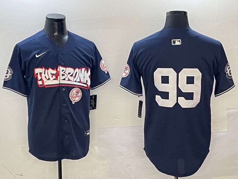 Men New York Yankees 99 Judge Drak Blue four generations Joint Name 2025 Nike MLB Jersey style 13